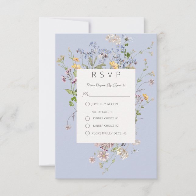 Cartons Réponse Mariage périphérique Boho Fleurs sauvages Delicate (Devant)