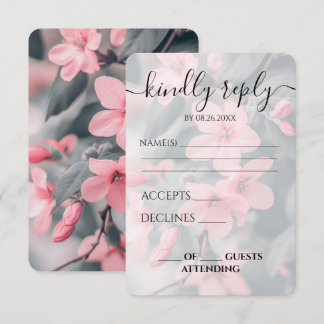 Cartons Réponse Mariage personnalisé Fleurs roses Fleurs vertes