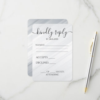 Cartons Réponse Mariage personnalisé lignes diagonales blanc argen