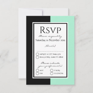 Cartons Réponse Mariage personnalisé Neo Mint Black moderne