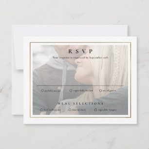 Cartons Réponse Mariage photo classique Elegant Gold