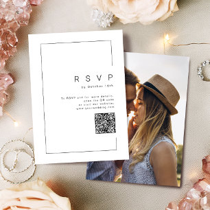 Cartons Réponse Mariage photo moderne chic minimaliste code QR