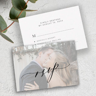 Cartons Réponse Mariage photo script de calligraphie moderne