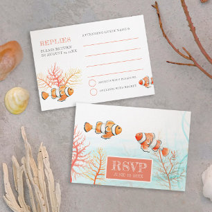 Cartons Réponse Mariage poisson tropical aquarelle simple