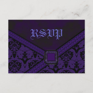 Cartons Réponse Mariage pourpre et noir de dentelle de Goth