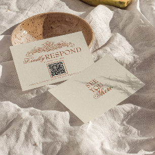 Cartons Réponse Mariage QR Code Argent Ancien Orange Brûlé Vintage