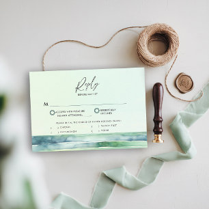 Cartons Réponse Mariage Rayures Piscine de Marée Verte Plage Côtiè