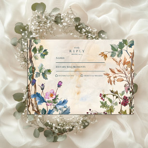 Cartons Réponse Mariage romantique au feuillage de la forêt
