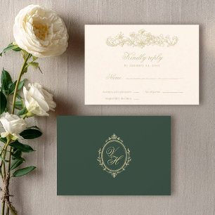 Cartons Réponse Mariage Romantique Classique Vintage Jardin Régenc
