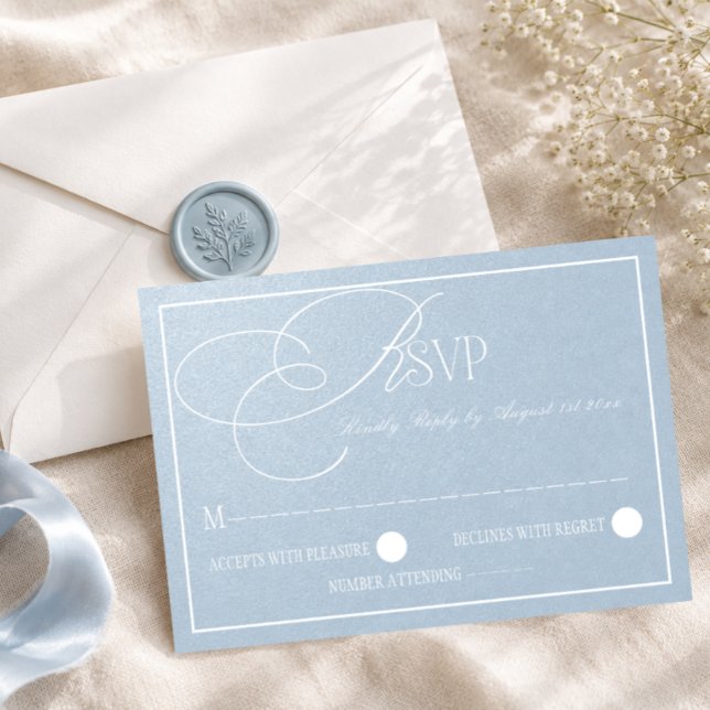 Cartons Réponse Mariage romantique de luxe bleu perle (Créateur téléchargé)