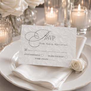 Cartons Réponse Mariage Romantique Luxueux Gris Blanc