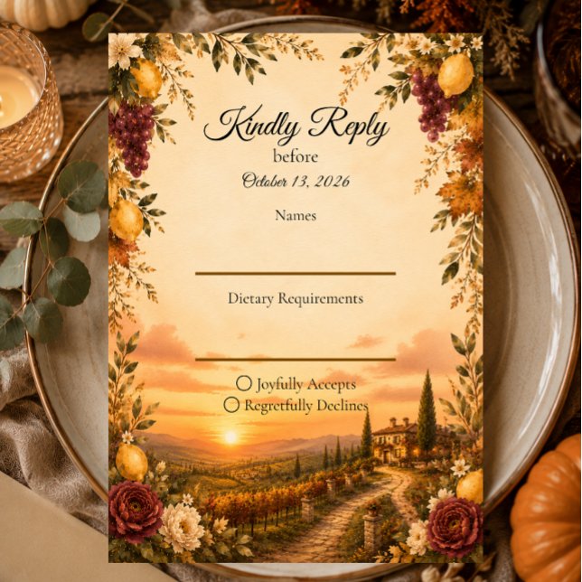 Cartons Réponse Mariage romantique toscan (Créateur téléchargé)