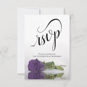 Cartons Réponse Mariage Rose Améthyste Pourpre, Élégant, Long-Stem