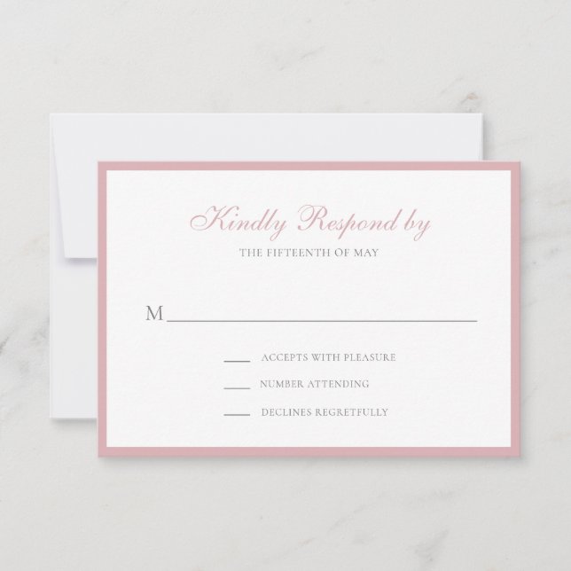 Cartons Réponse Mariage Rose classique simple rose roux (Devant)