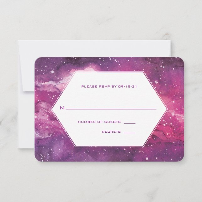 Cartons Réponse Mariage rose cosmique Stardust (Devant)