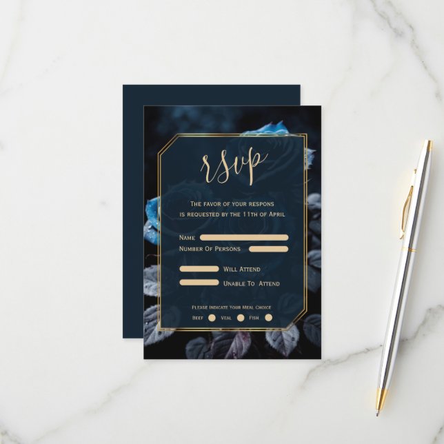 Cartons Réponse Mariage Rose de Bourgogne (Devant/Arrière en situation)