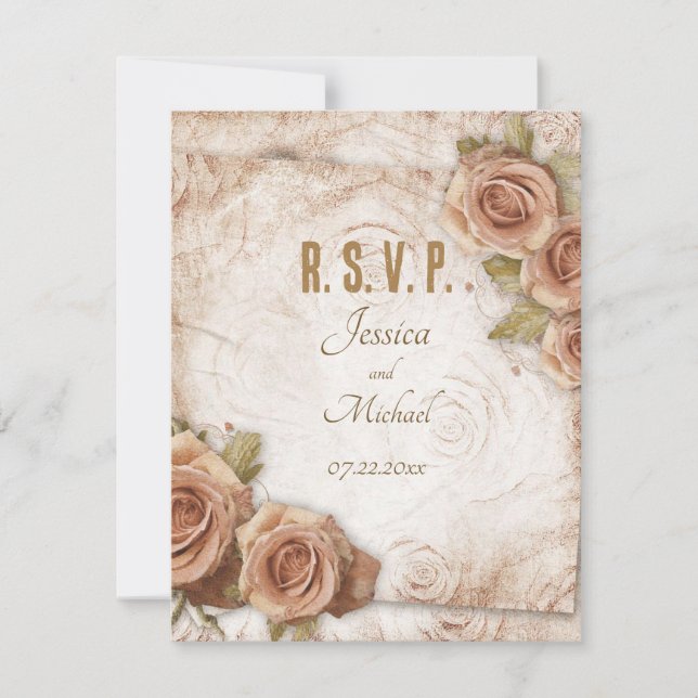 Cartons Réponse Mariage Rose de couleur douce (Devant)
