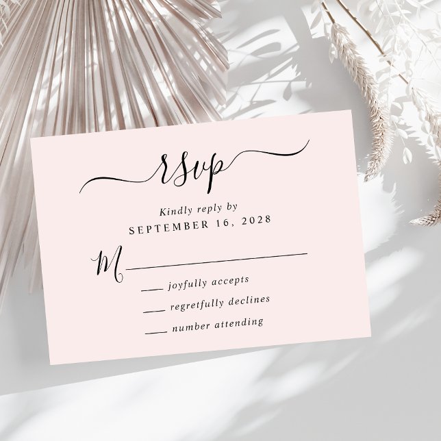 Cartons Réponse Mariage rose de script chic (Créateur téléchargé)