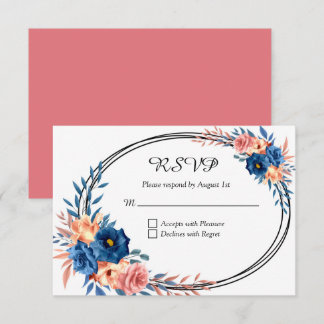 Cartons Réponse Mariage rose et bleu