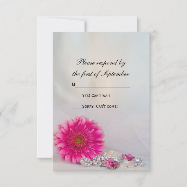 Cartons Réponse Mariage rose Gerber Daisy et boutons (Devant)