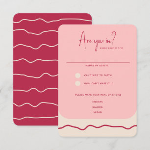 Cartons Réponse Mariage rose magenta moderne Gras Verre