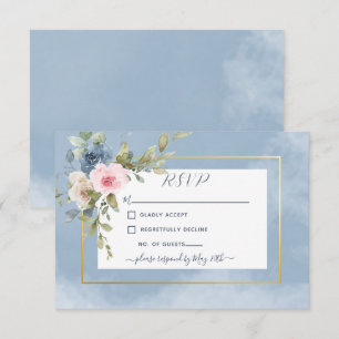 Cartons Réponse Mariage rose pâle et blanc Roses