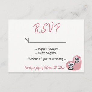 Cartons Réponse Mariage rose Panda Teddy Bear Heart