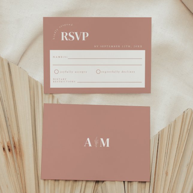 Cartons Réponse Mariage rose poussiéreux minimal (Créateur téléchargé)
