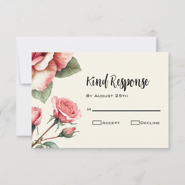 Cartons Réponse Mariage rose Shabby (Devant)