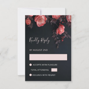 Cartons Réponse Mariage Roses 3D Abricot