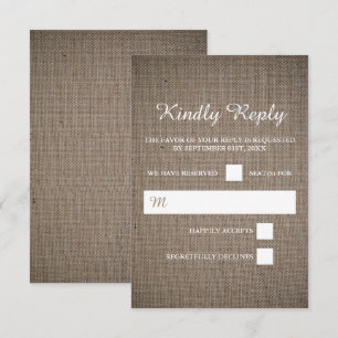 Cartons Réponse Mariage Rustique Burlap