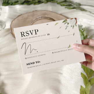 Cartons Réponse Mariage rustique Cotton Greenery