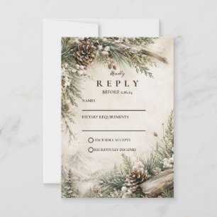 Cartons Réponse Mariage Rustique d'Hiver