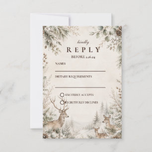 Cartons Réponse Mariage rustique intemporel d'hiver