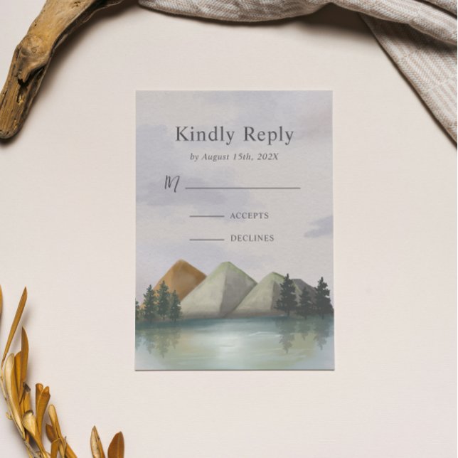 Cartons Réponse Mariage Rustique Mountain & Lake Evergreen (Créateur téléchargé)