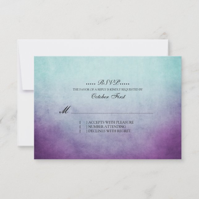 Cartons Réponse Mariage rustique Turquoise et violet de Bohême RSV (Devant)