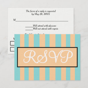 Cartons Réponse Mariage Sandy Beach Seafoam Blue Cabana Rayures 