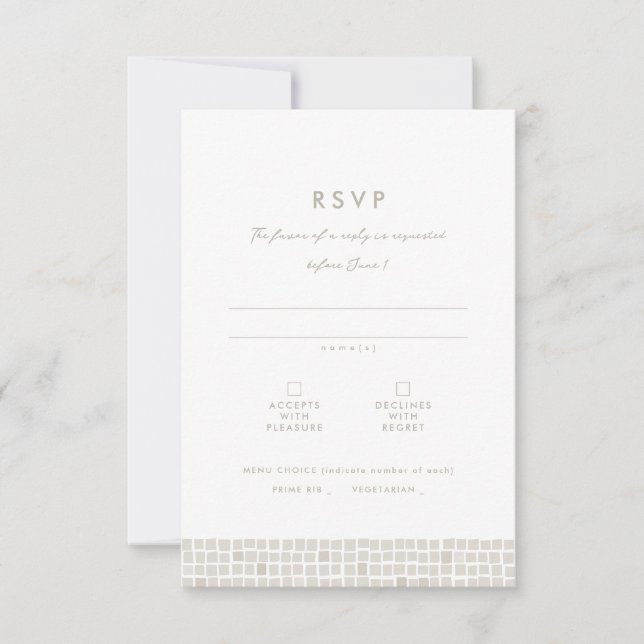 Cartons Réponse Mariage simple carrelage beige neutre (Devant)