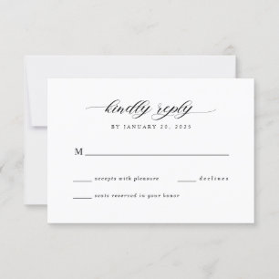 Cartons Réponse Mariage Simple Élégant Moderne Typographie Classiq