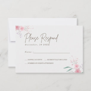 Cartons Réponse Mariage simple Fleur élégant
