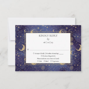 Cartons Réponse Mariage Soleil Et Lune D'or Céleste