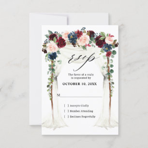 Cartons Réponse Mariage sous une voûte florale avec canopy marine 
