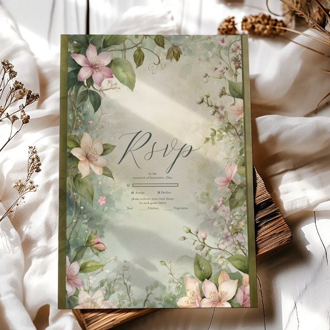 Cartons Réponse Mariage symphonique florale inspiré Art nouveau (Créateur téléchargé)