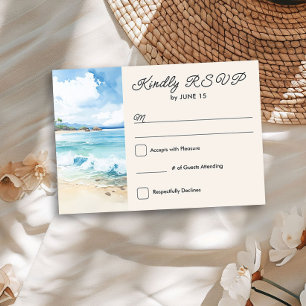 Cartons Réponse Mariage thème plage à l'aquarelle