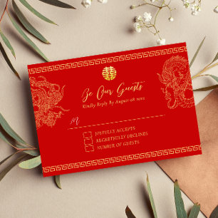 Cartons Réponse Mariage traditionnel chinois dragon phénix rouge
