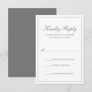 Cartons Réponse Mariage Traditionnel Classique Formel Élégant Gris