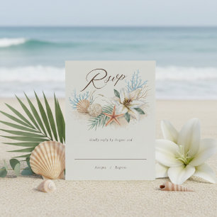 Cartons Réponse Mariage Tropical Bohème sur la Plage