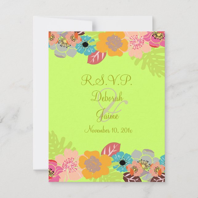 Cartons Réponse Mariage tropical RSVP/Ajouter votre arrière - plan (Devant)