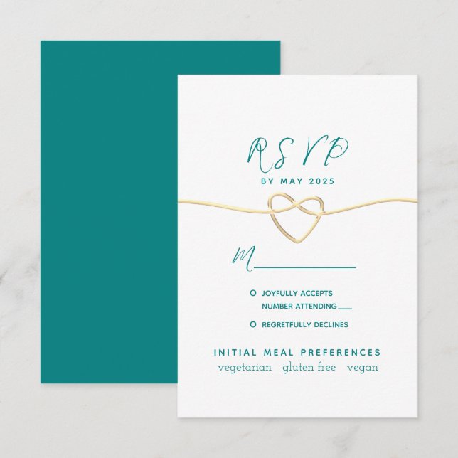 Cartons Réponse Mariage turquoise (Devant / Derrière)