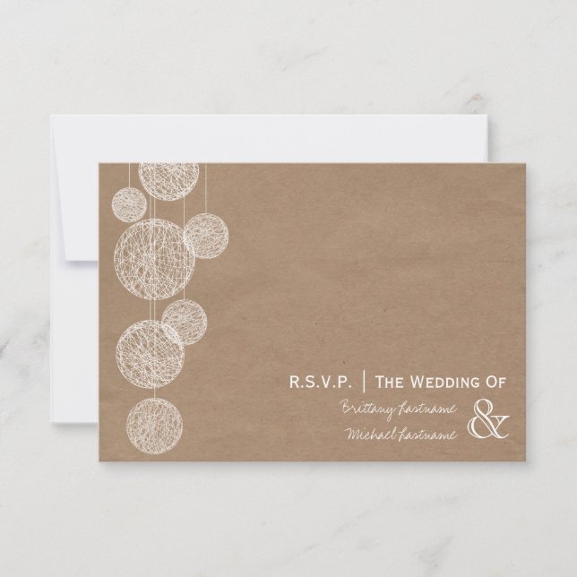 Cartons Réponse Mariage Twine Globes Inspiré Carton R.S.V.P. (Devant)